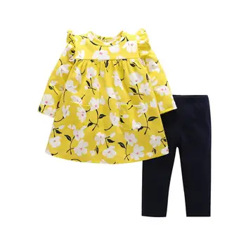 

Infant Kids Baby Girls Spring Autumn Long Sleeve O-neck Floral Sweet Dress Tops Solid Pants Outfits Set Clothes