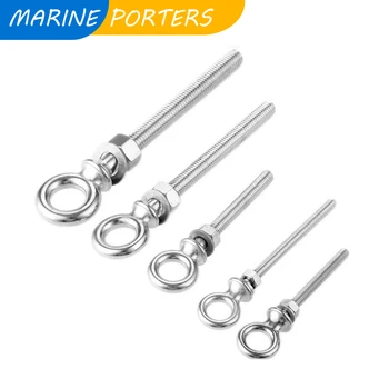 

4PCS Stainless Steel HX Long Shoulder Lifting Eye Bolt With Nut M6 M8 M10 For Wire Rope Lifting Ring Hook Bolt Screw Fasterners