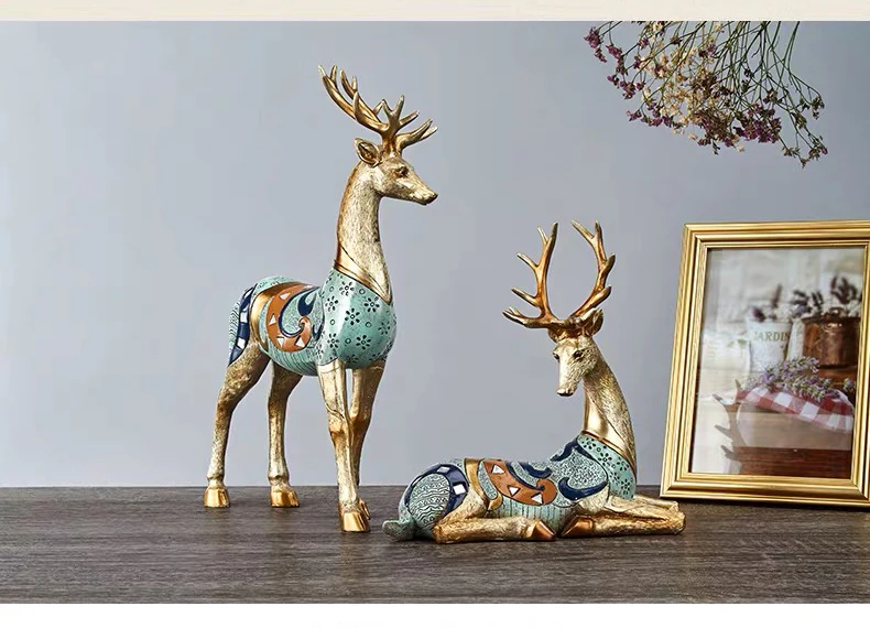Entrance porch wine cabinet TV cabinet decorations ornaments home decoration European lucky sika deer living room 19 微信图片_20191210124521