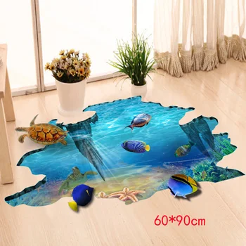 

Classic Eco-friendly 3D PVC DIY Underwater World Bedroom Home Decoration Floor Cute Wall Sticker Waterproof