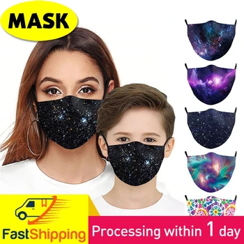 

Galaxy Starry Sky Print Face Mouth Mask Reusable Adult Kids Men Women Washable Fabric Mask PM 2.5 Protective Mouth-Muffle