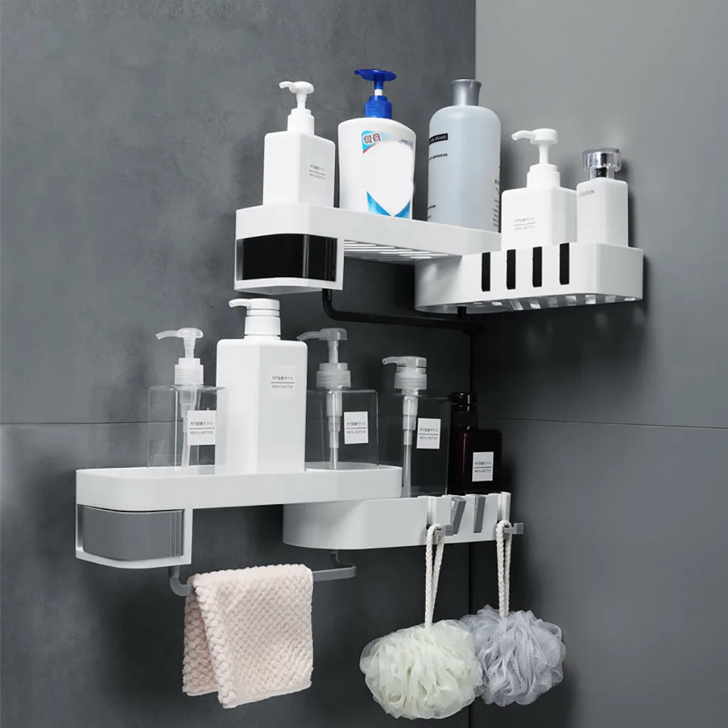 

Plastic Suction Cup Bathroom Kitchen Storage Rack Organizer Shower Shelf Towel Hanger
