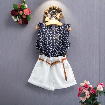 

2020 New Summer Casual Children Sets Flowers T-shirt+ Pants Girls Clothing Sets Kids Summer Suit