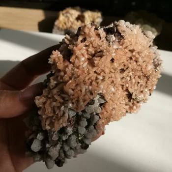 

420g Natural Pink Clacite Chalcopyrite Quartz Crystal Cluster Specimen Healing Energy Stone Home Rough Mineral