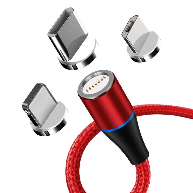 Cable magnético de carga rápida 3A para móvil, cargador Micro USB tipo C de carga rápida para iPhone 7 XS/Samsung S8, Cables de datos magnéticos para teléfono