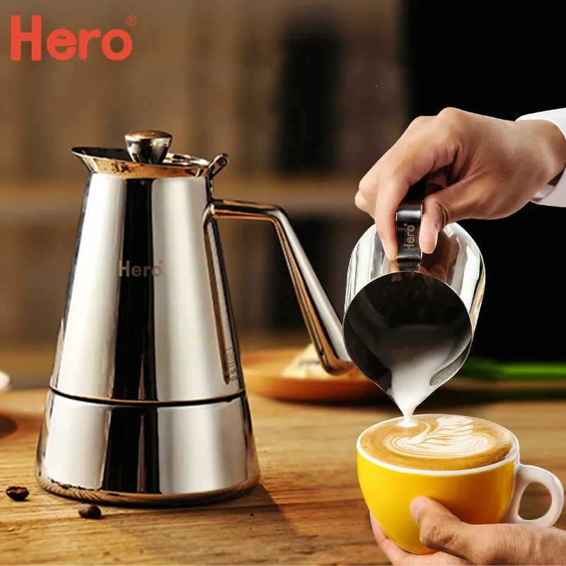 

JRM0055 Hot Hero M06 Mocha Pot Stainless Steel Portable Coffee Pot Household Commercial Coffee Maker Italian Espresso Coffee Pot