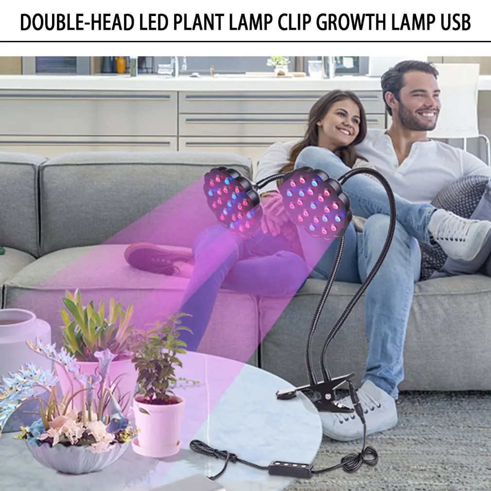Double Head Led Plant Grow Light Lamp Full Spectrum For Plant Indoor Nursery Flower Fruit Grow Hydroponic Indoor Greenhouse