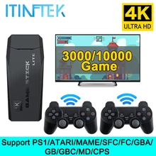 

New ITINFTEK Wireless Video Game Console 4K HD Display on TV Projector Monitor Classic Retro 64GB 10000 Games Double Controller