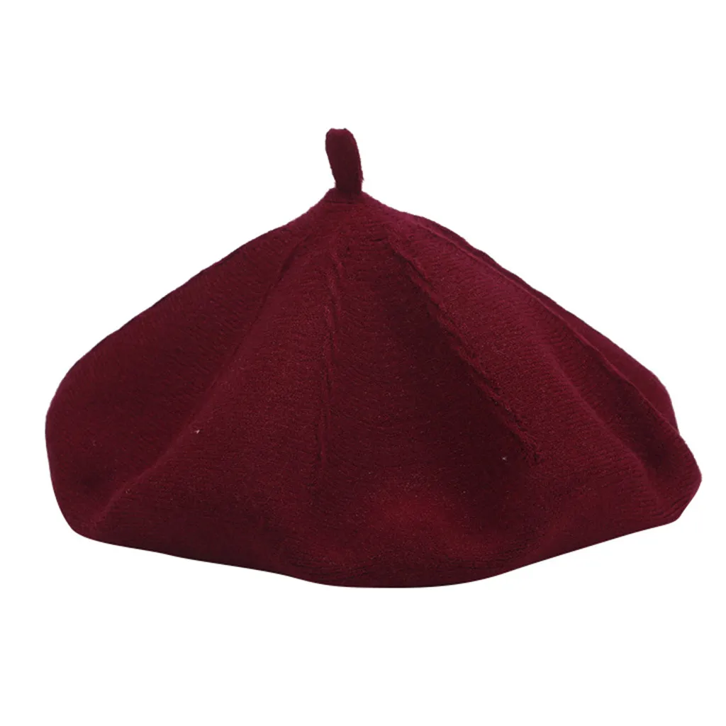Однотонная элегантная простая шапка-берет, женские зимние шерстяные береты, однотонные Модные женские береты для девушек