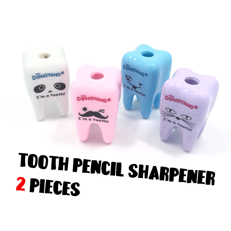 

Tooth Pencil Sharpener 2 Pieces of Lytwtw Stationery Candy Color Machinery Creative Cartoon School Office Supplies