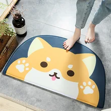 С рисунком милого кота собаки полукруглый домашняя обувь из бархата; коврик хорошо впитывают воду, нога не скользит коврик дверной 50x80 см