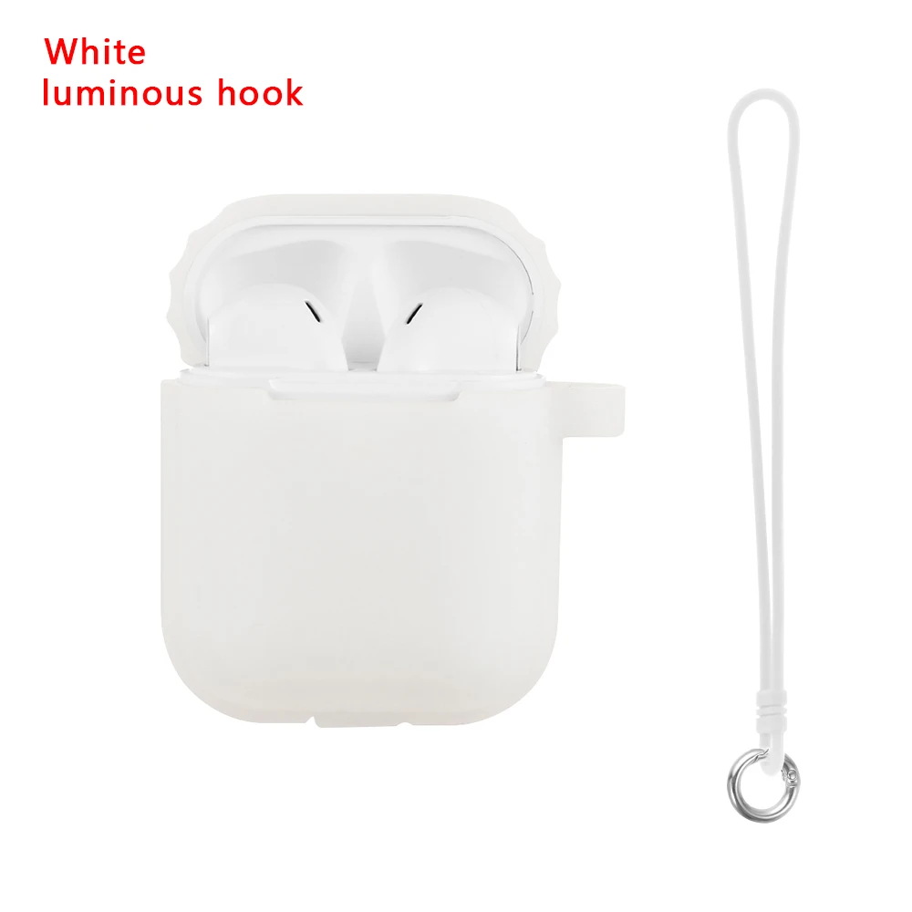 luminous hook-w Модный светящийся силиконовый чехол с защитой от царапин для наушников чехол с крючками для Airpods зарядная коробка - Цвет: luminous hook-w