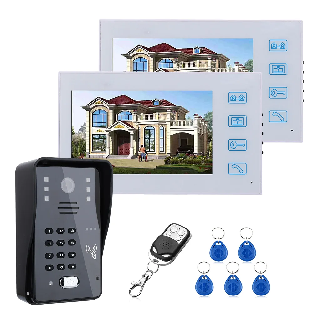 7inch Video Door Phone Intercom Doorbell With RFID Password IR-CUT 1000TV Line Camera Wireless Remote Access Control System wireless video intercom system Door Intercom Systems