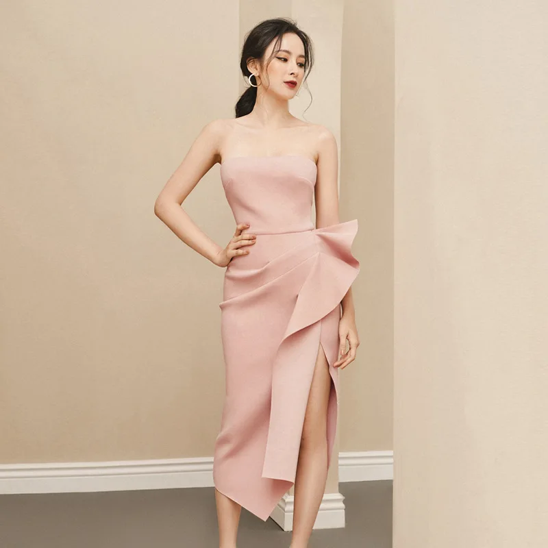 Dame Van Kwaliteit Overknee Dress 2020 Pak-Jurk Temperament Dominante Lady Vent Franse Lotusblad Rand In Longuettes Dame Van Kwaliteit Overknee Dress 2020 Pak-Jurk Temperament Dominante Lady Vent Franse Lotusblad Rand In Longuettes