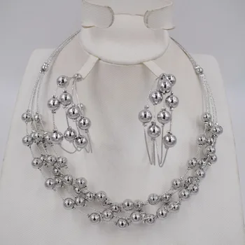 

High Quality nigerian woman wedding accessories jewelry set italian custome jewelry dubai sliver plated jewelry sets Wholesale
