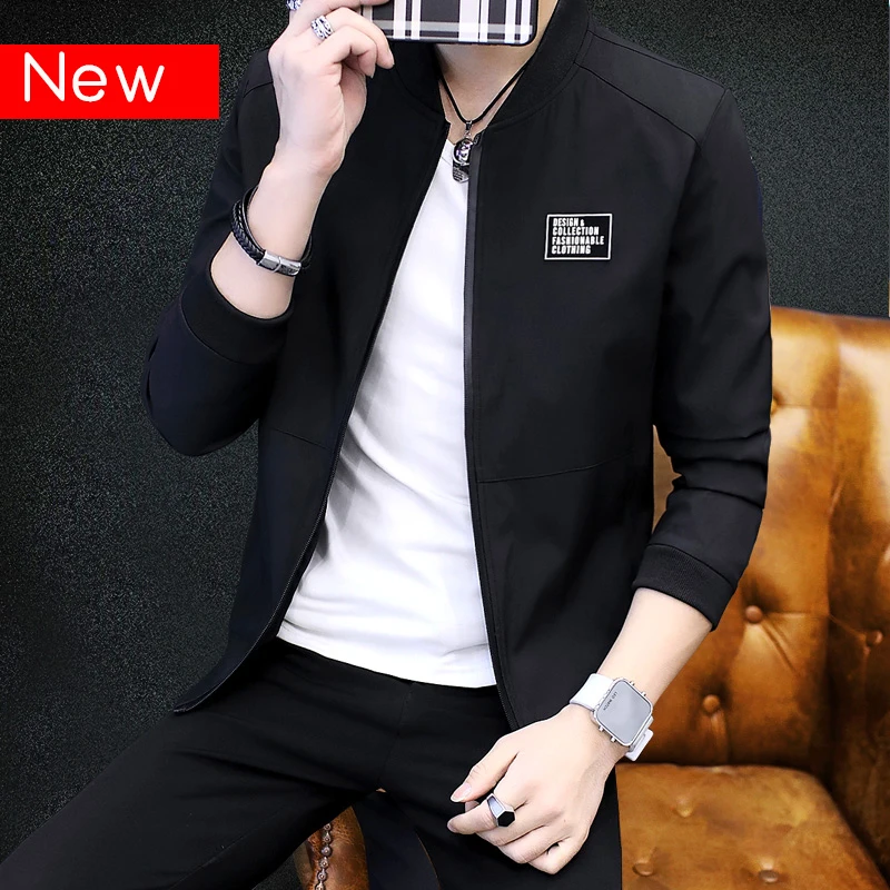 

2019 new brand spring and autumn men's bomber jacket casual men's jacket windbreaker collar jacket men's baseball slim jacket 5X