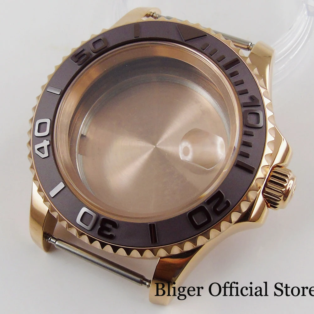 

Rose Gold Coated Watch Case Sapphire Glass Fit ETA 2836 MIYOTA Movement