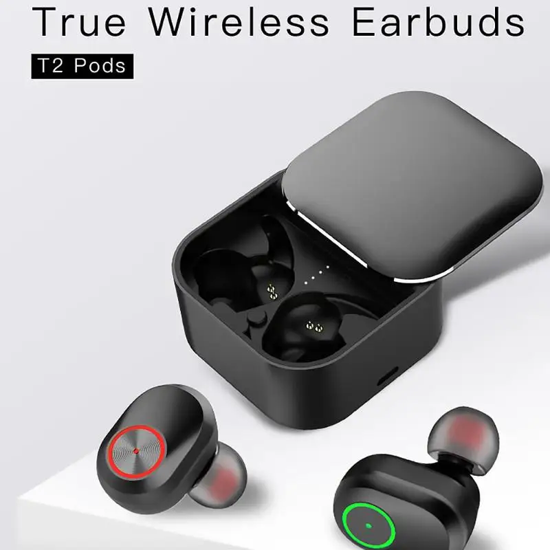 T2 Беспроводная Bluetooth мини гарнитура клавиатура двусторонние звонки носить удобные TWS бас стерео наушники водонепроницаемые наушники