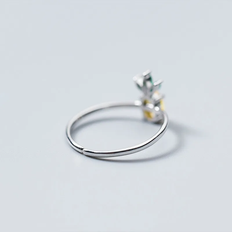 Flyleaf, ананас, свежий милый, настоящее 925 пробы, серебряные кольца для женщин, хорошее ювелирное изделие, кубический цирконий, Открытое кольцо, роскошный дизайн