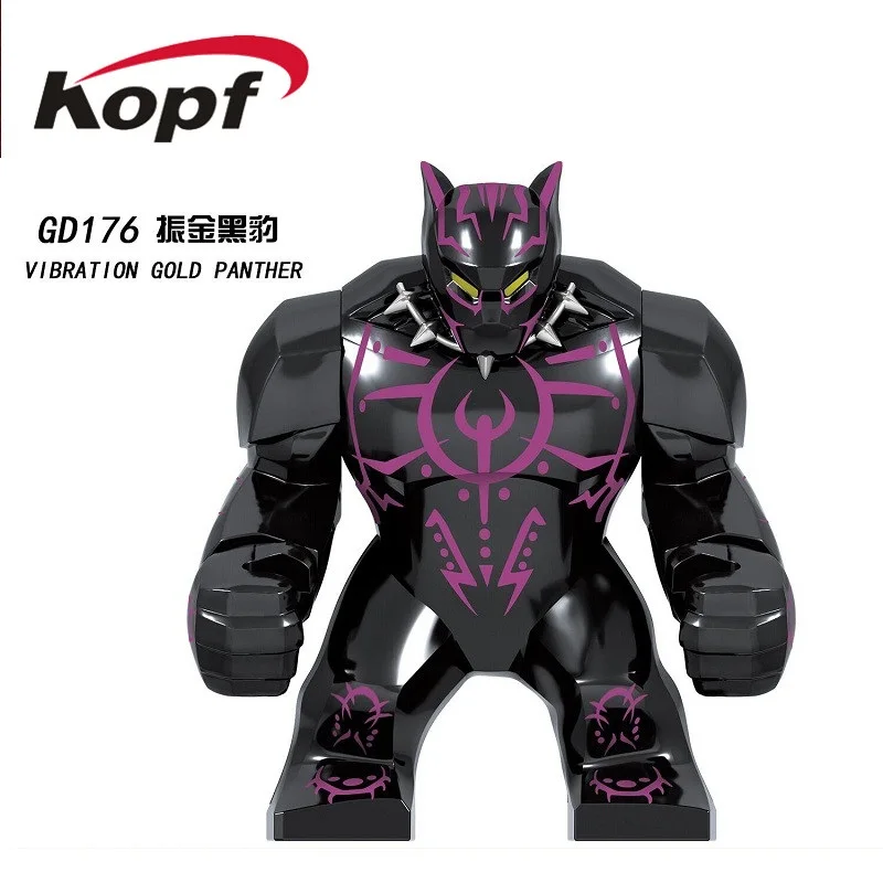 

GD176 Super Heroe Building Blocks Big Figures Vibration Gold Panther Former Panther Batman Iron Man Hulk Bricks For Kids Toys