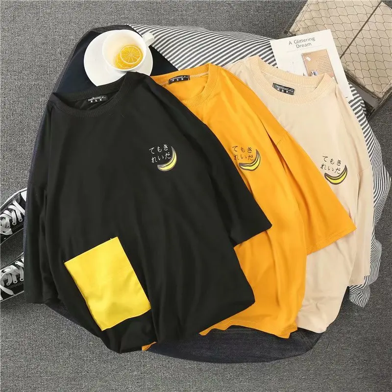 

Korean-style Trend Men's Half-sleeve Shirt Pocket T-shirt Crew Neck Students Short-sleeved Top Versatile Loose-Fit Teenager Half