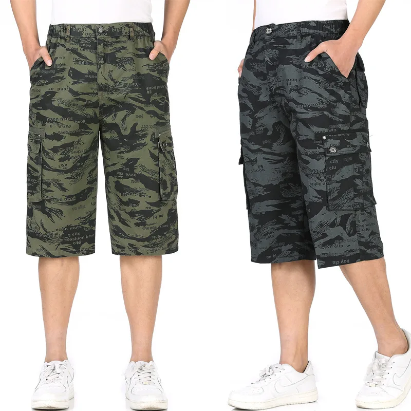 

Middle-aged MEN'S Pants Large Size Loose-Fit Workwear Camouflage Casual Pants Dad New Style Capri Pants Summer