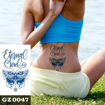 

1Pcs Herbal Extracts Juice Butterfly Text Tattoos Body Art Waterproof Temporary Tattoo Sticker For Men Women