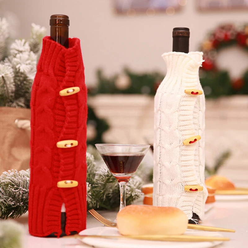 Новые винные мешочки красные чехлы для бутилок вина Подарочная упаковка свадебные украшения винные мешочки рождественские украшения стол Рождество