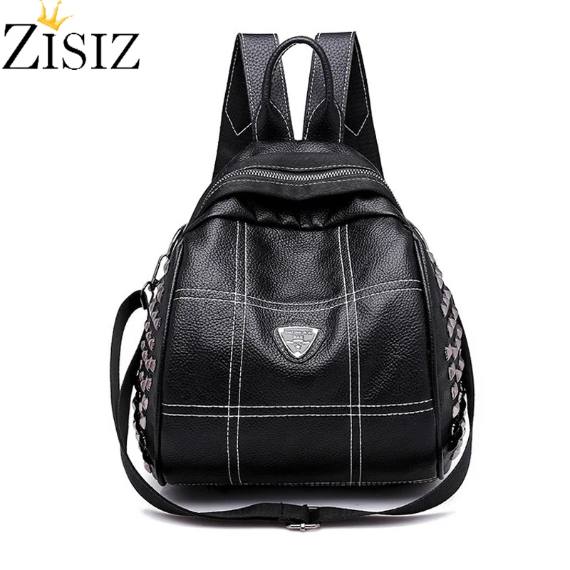 Маленький рюкзак из мягкой искусственной кожи с блестящими заклепками для