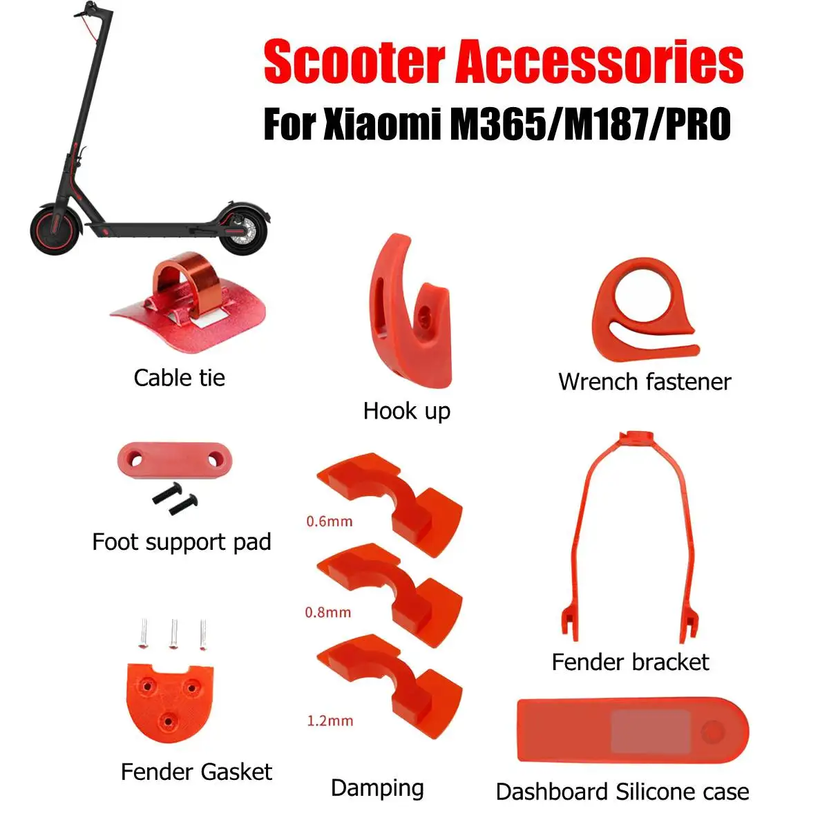 10PSC/set For Xiaomi M365 Pro Accessories Electric Scooter Rear Fender Wing Mudguard Shock Absorption Accessories