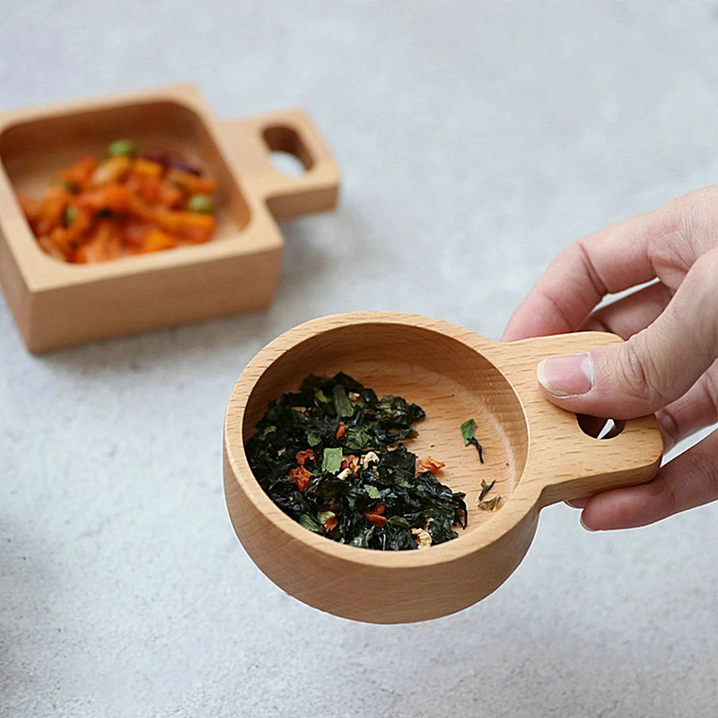 2PCS Small Dinner Plates Wooden Tray Food Snack Dessert Tea Dish Seasoning Sauce Food Dipping Dishes Plate Round Square