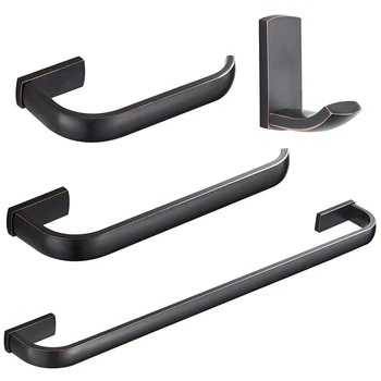 

4Pc Bathroom Accessories Set- 57 cm / 22.44 Inches Single Towel Rail,Towel Ring, Toilet Roll Holder, Coat Hook, Antique Brass Wa