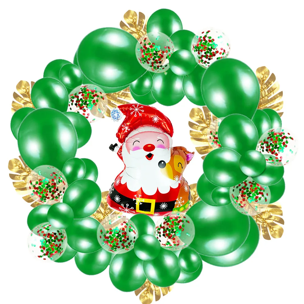 Christmas Wreath Balloon Chain Set Turtle Leaf Sequin Christmas Balloons Snowman deer animal christmas decorations for home - Цвет: Темно-синий