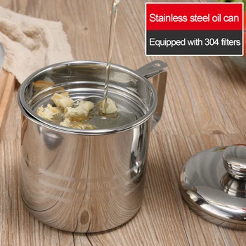

1.2L Stainless Steel Oil Strainer Pot Container Jug Storage Can With Filter Cooking Oil Pot For Kitchen Household Tools
