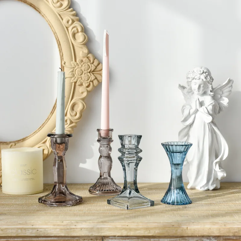 Nordic ins style creative glass candle holder decoration simple home model room dining table restaurant window shooting props