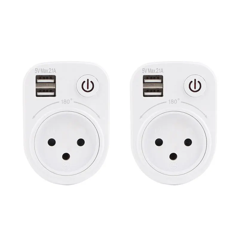 Израиль штекер розетка 16A Dual USB Порты и разъёмы 5V 2.1A стены Зарядное устройство Мощность DC адаптер питания AC DC электрическое гнездо переключателя Горячая 180 Вращение - Тип: 2 pcs