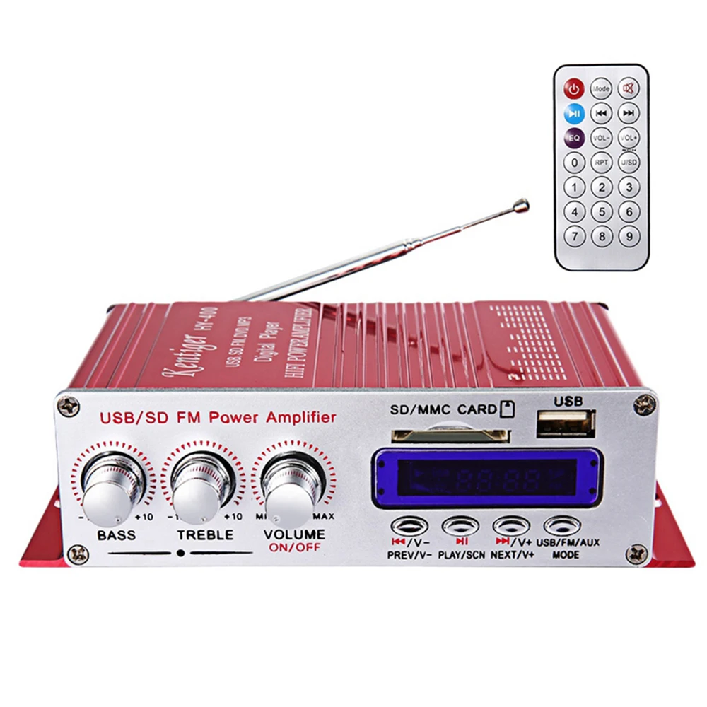style B -red JUNEJOUR 800 Вт аудио Мощность 2CH FM SD Bluetooth Звуковая система аудио мини FM USB SD карта для автомобиля дома - Цвет: style B -red