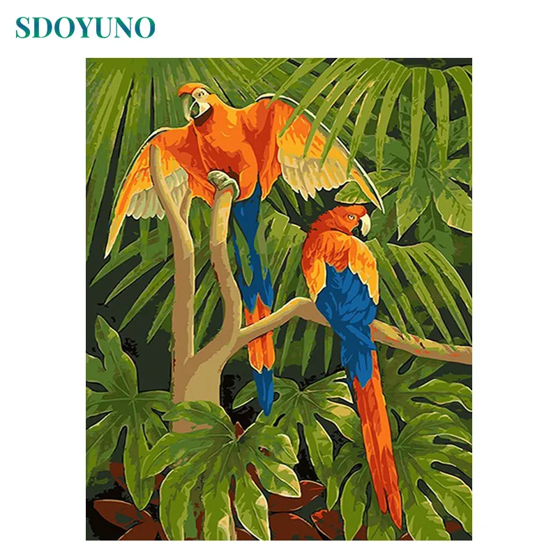 

SDOYUNO 60x75cm Frameless Wall Pictures For Living Room Oil Painting By Numbers Parrot ANIMALS DIY Art work For Home Decor