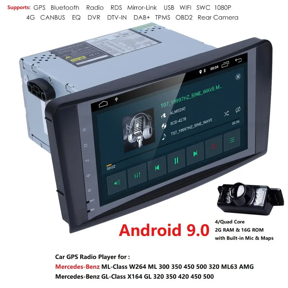 7 дюймов 2 Дин радио аудио Android 9 0 DSP dvd плеер автомобиля для Mercedes Benz/ML/GL Класс W164 ML350