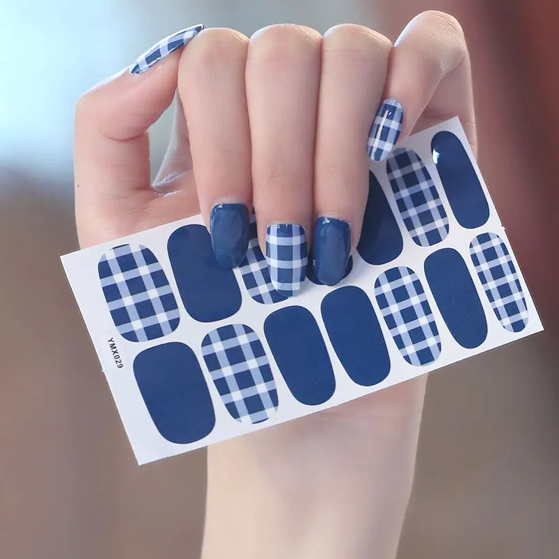 Корейская мода наклейки для ногтей полное покрытие Обертывания украшения DIY маникюр Solider винил для ногтей Клей красота Предварительно Разработанный - Цвет: YMX029