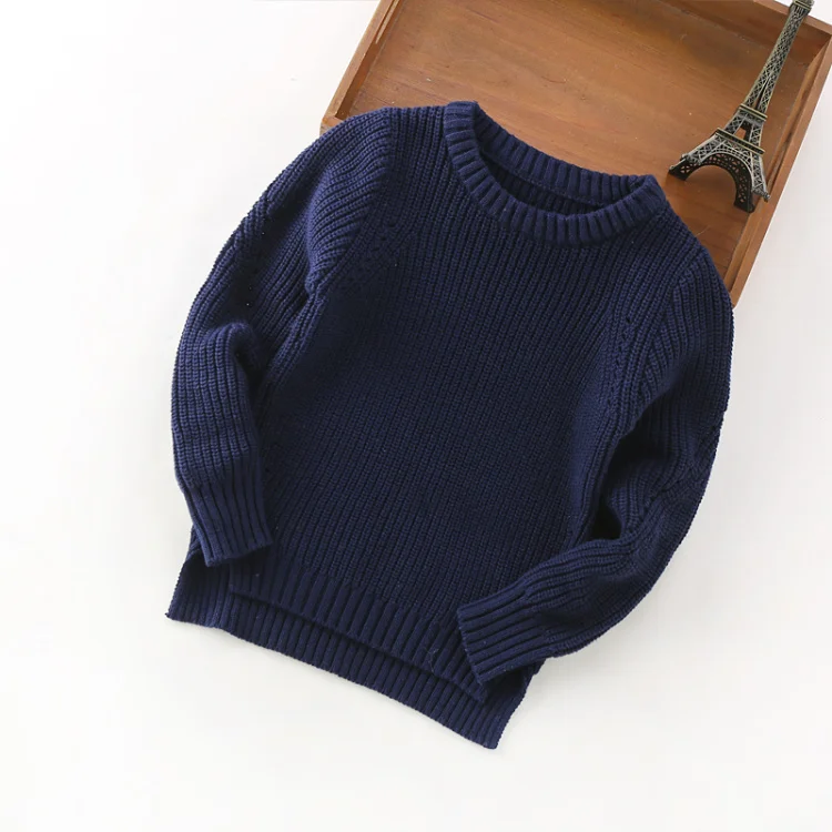 Famli/свитер для девочек от 2 до 9 лет мягкие хлопковые свитера с длинными рукавами детская одежда осенний детский пуловер трикотажные пуловеры для мальчиков - Цвет: dark blue