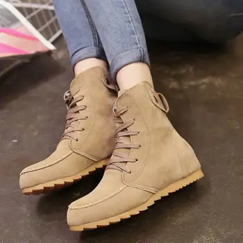 

Winter short martin boots women boots 2019 new autumnflock flat platform casual shoes woman fashion lace-up non-slip plus size