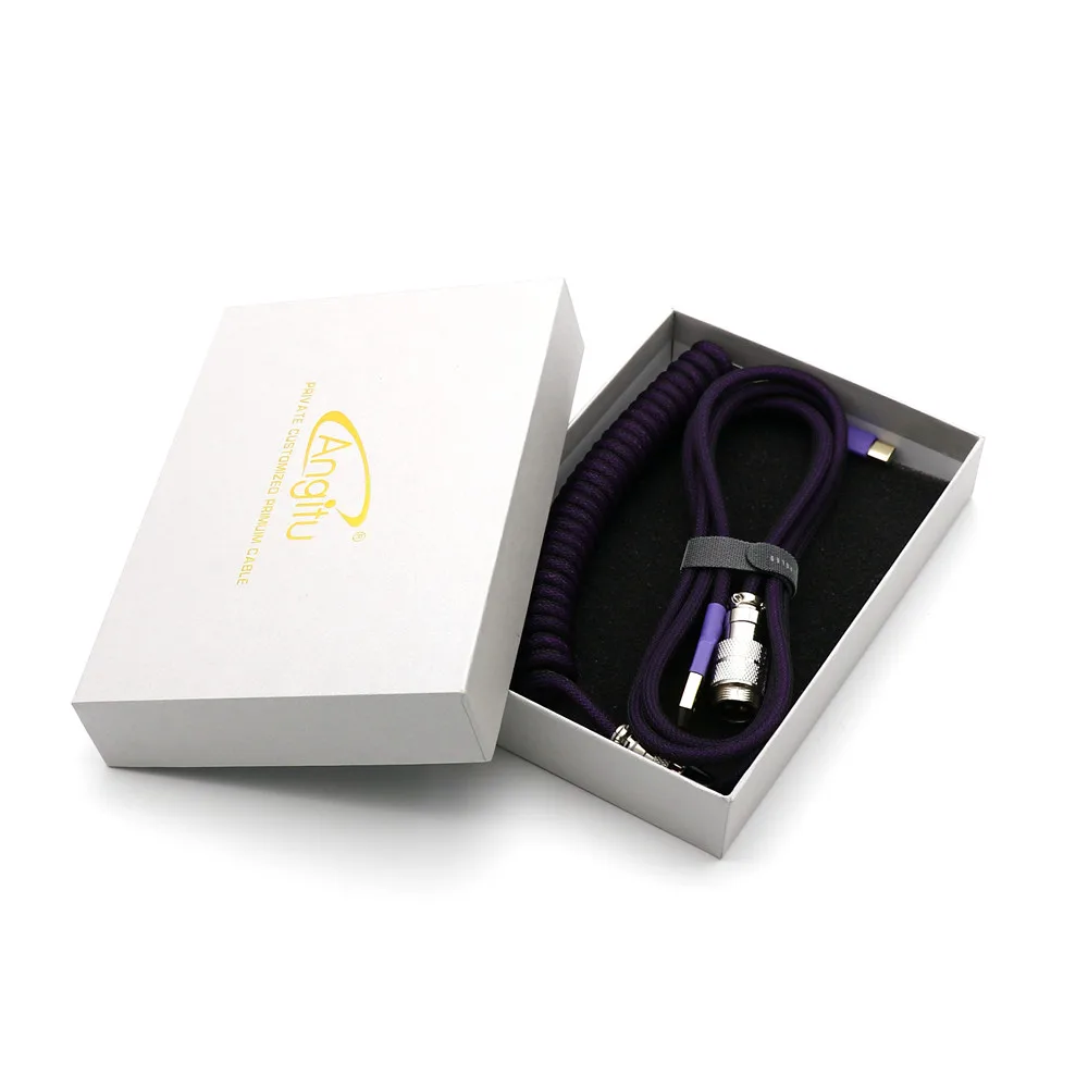 Usb tipo c Cabo Coiled Teclado de Bobina Reversa Forma l Dupla Manga Mini Micro Gx16 Aviador Cabo Não Afrouxe Mais Grosso od 22 mm - Imagem 2