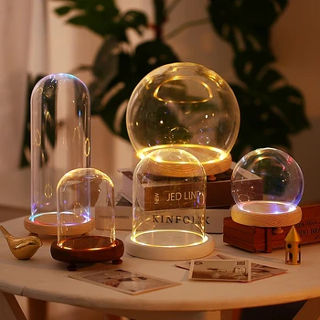 

Free Shipping Different Size Luminous Log Base Glass Dome Vase Home Decoration Friend Gift Wedding Decoration