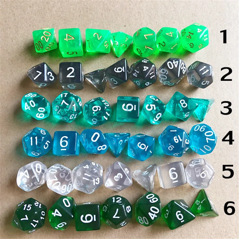 

Popular best promotion 7 pieces / set of dice set multi-faced dice and transparent dice game for party toys furnishings gifts