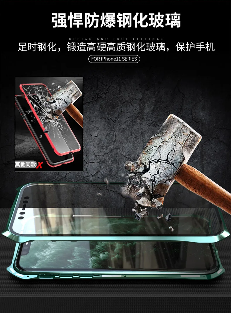 Бэтмен металлический каркас Магнитный чехол для iPhone 11 Pro Max чехол двойное закаленное стекло противоударный чехол для iPhone 11 Pro Max Coque