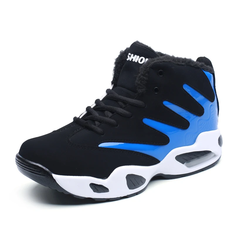 Shoes Men Sneakers Plush Warm Snow Boots Men Boots Fashion Hip Hop Shoes Men Sneakers Casual Shoes tenis masculino adulto AODLEE - Цвет: black blue fur