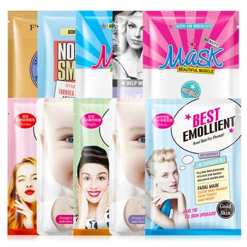 

10Pcs fibroin Hyaluronic Acid snail facial mask Anti-Aging Moisturizing Oil-control face mask skin care