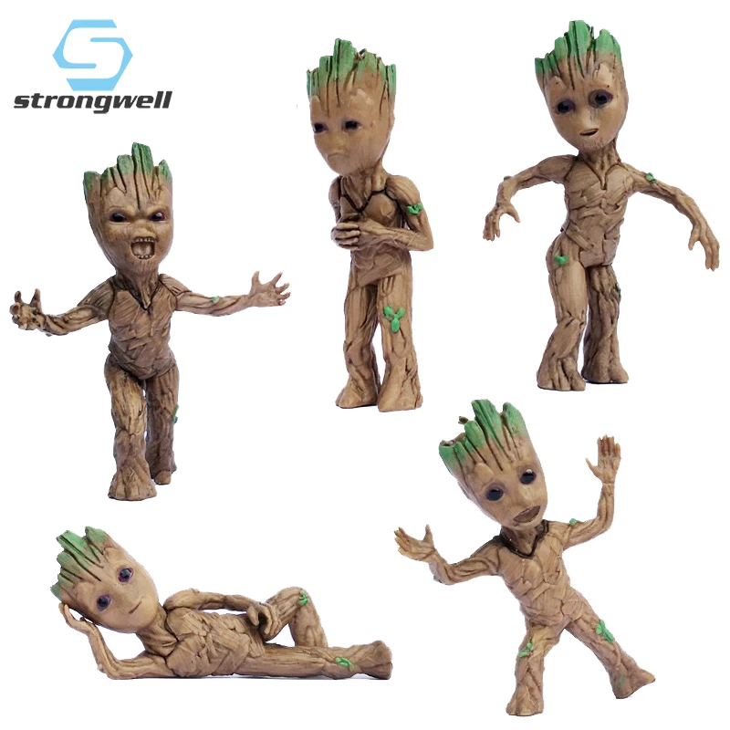 Strongwell Baby Groot фигурка дерево фигурка мужчины игрушка Marvel Groot фигурки детей милый подарок украшения дома аксессуары 1 комплект