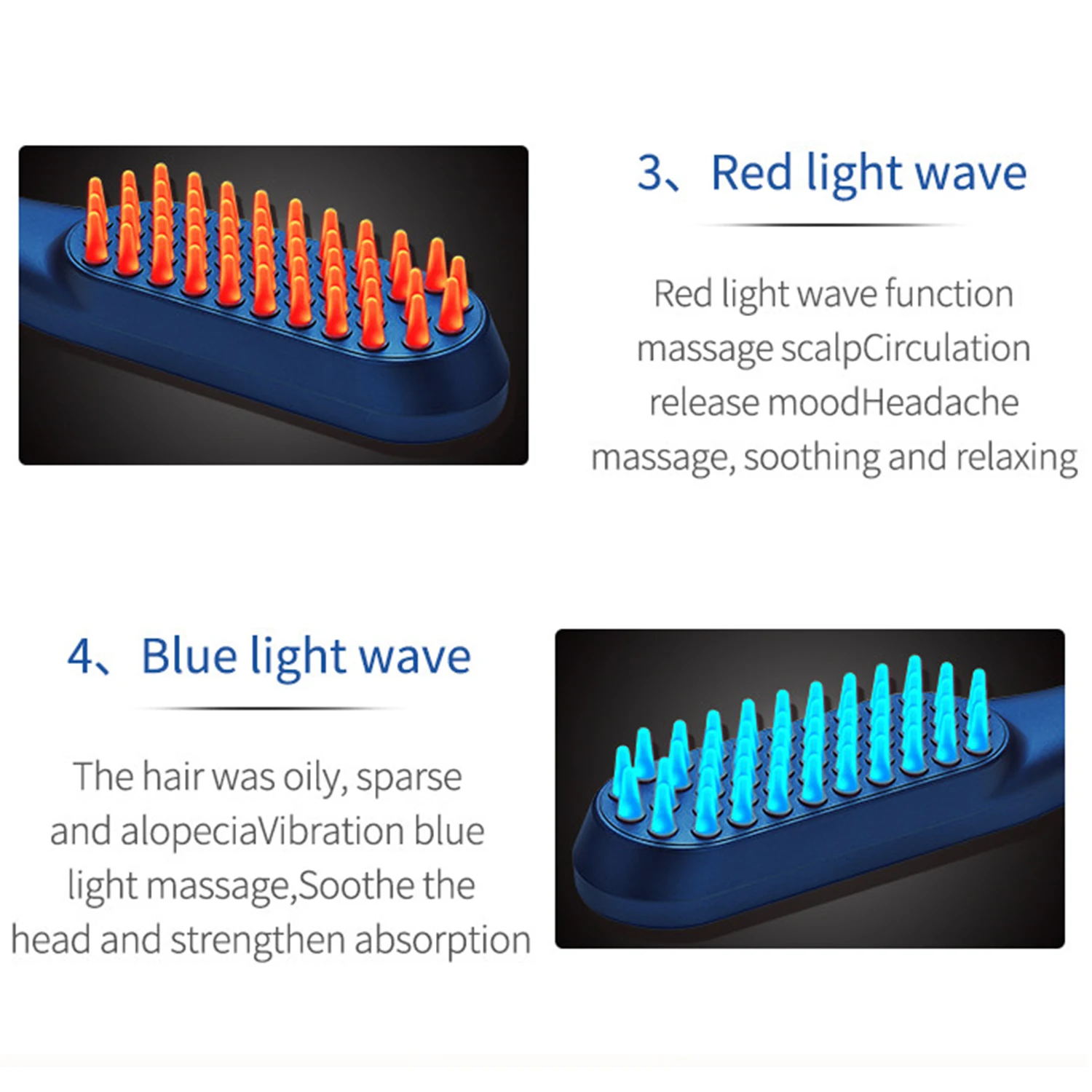 Anti Hair Loss Comb With Therapy Infrared Red Light Phototherapy